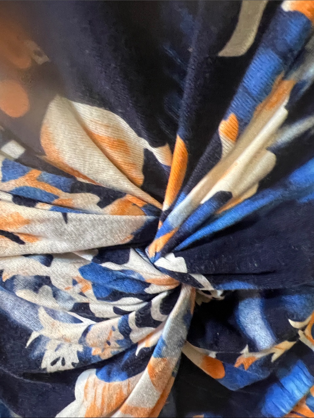 Navy with blue  shade twist -Front tunic Orange & white floral H073 - Picture 4 of 7